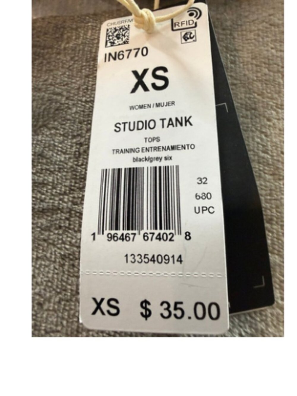 Adidas Studio Yoga Tank Black XS NWT Open Back Slit Athletic Top - Picture 8 of 8